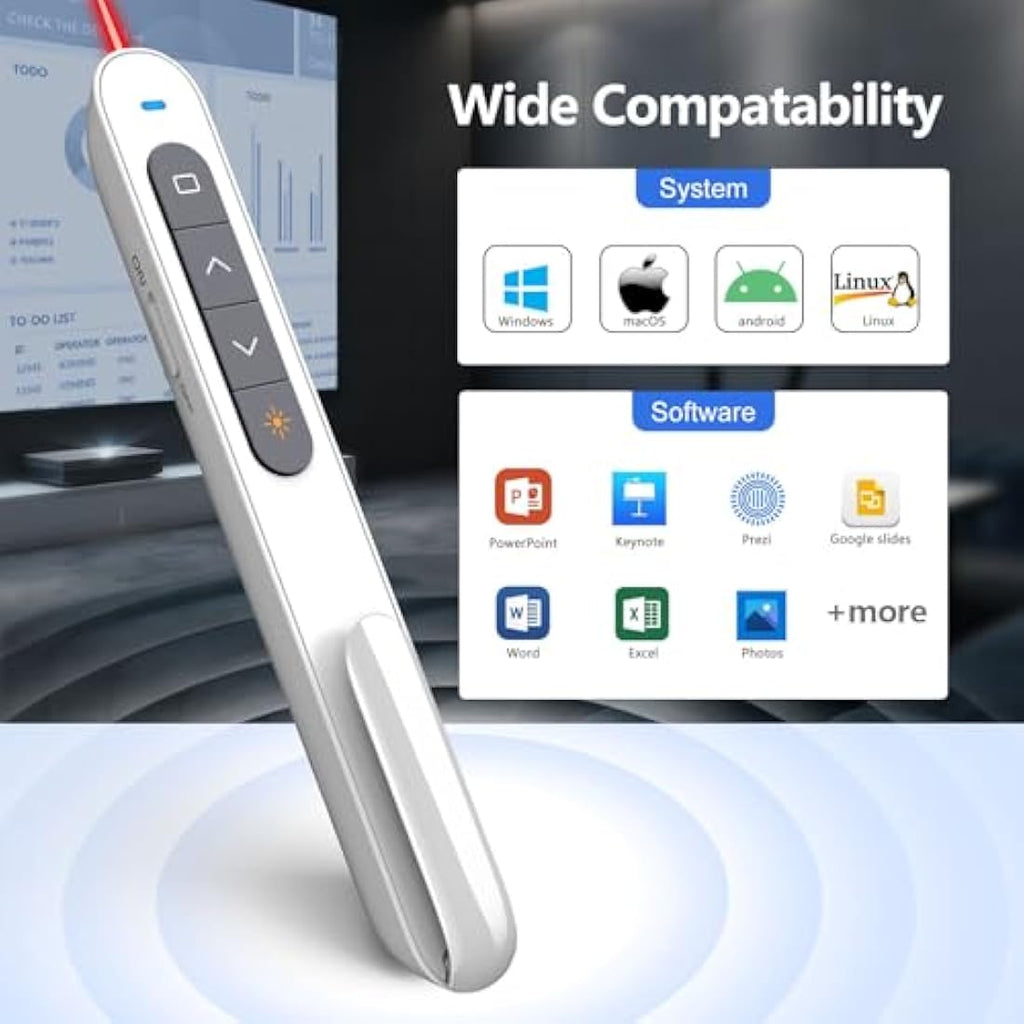 Norwii N27 Wireless Presentation Clicker – 328ft Range Remote (White)