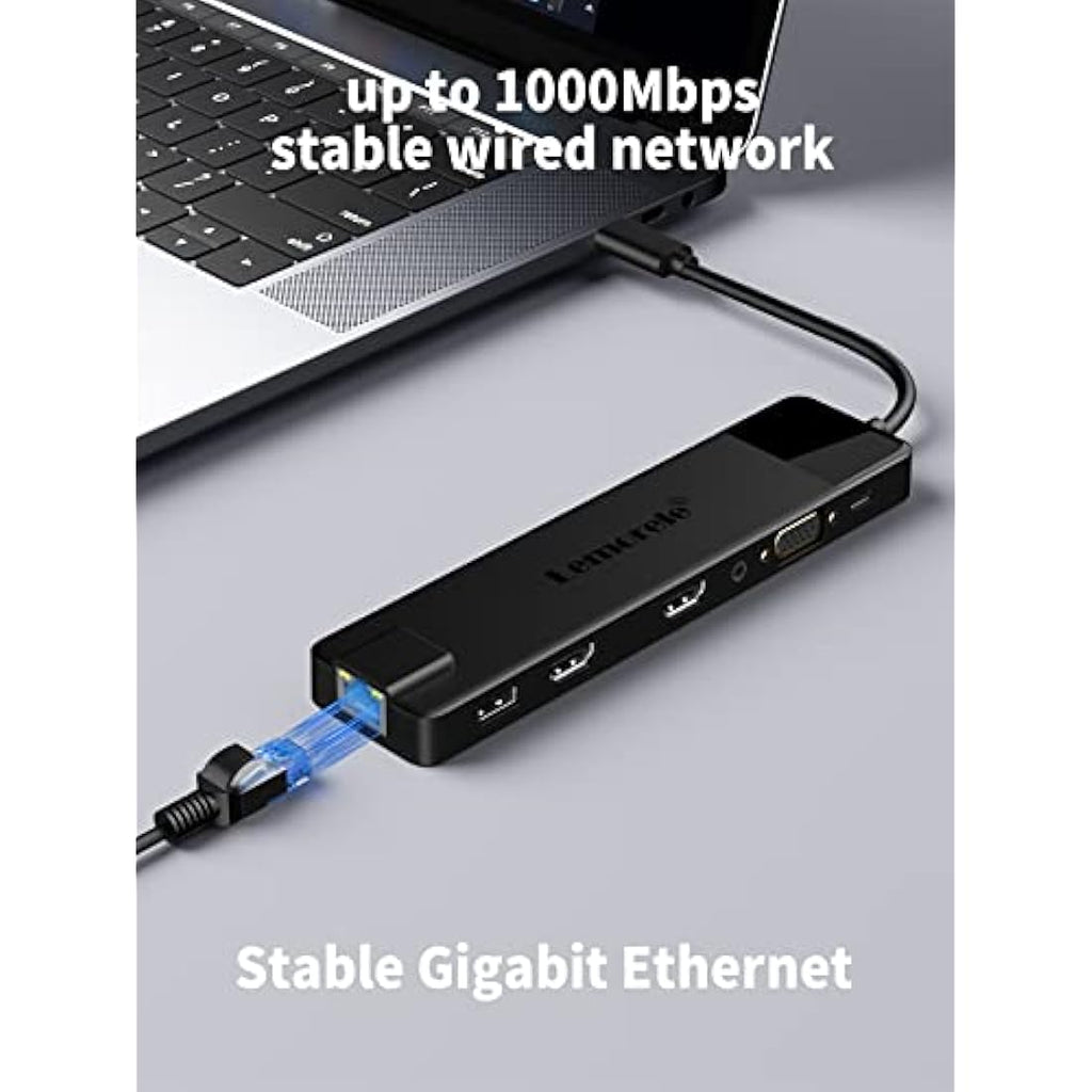 Lemorele 13-in-1 USB C Docking Station – Triple Display 4K HDMI & 100W PD