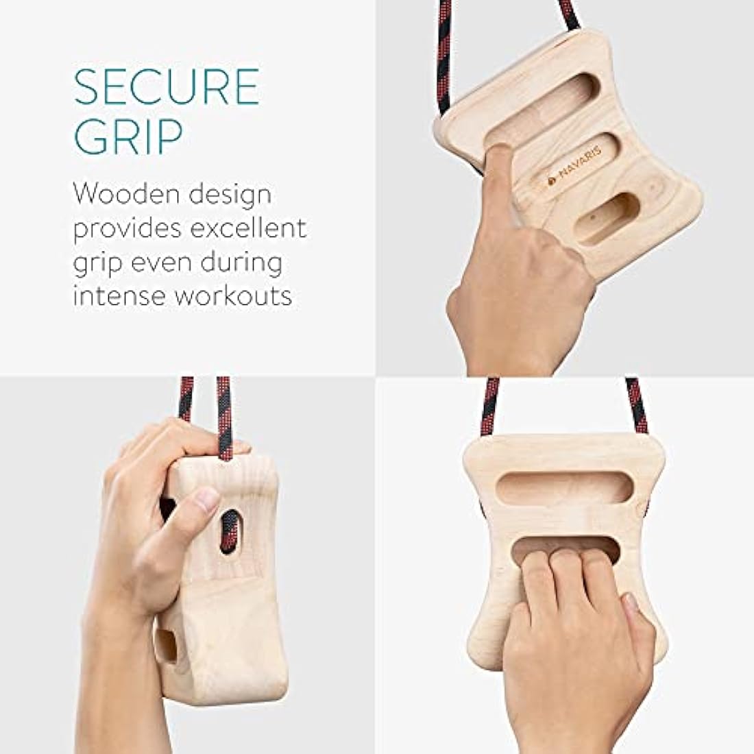 Navaris Wooden Rock Climbing Hangboard Blocks – Portable Fingerboard Set