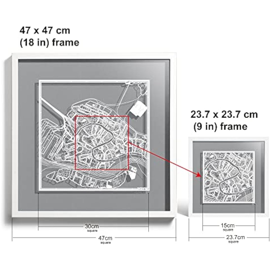 Venice Paper Cut Map Framed Wall Art | Jolof Store 9x9 White Paper Art