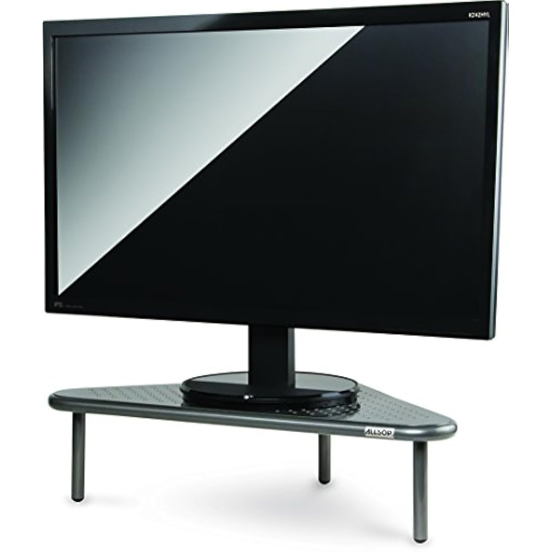 Allsop Metal Art Corner Monitor Stand – Silver Steel Ergonomic Riser
