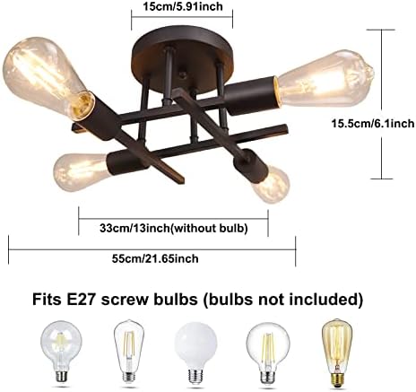 Jolof Store Modern Sputnik Chandelier – 4-Light Industrial Ceiling Fixture