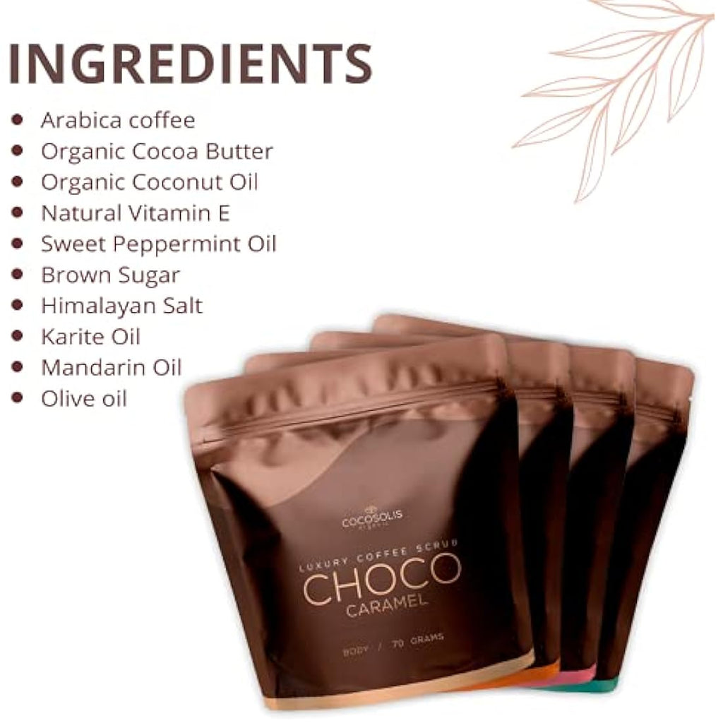 COCOSOLIS Coffee Scrub Set | 4-Pack Organic Face & Body Exfoliator (280g)