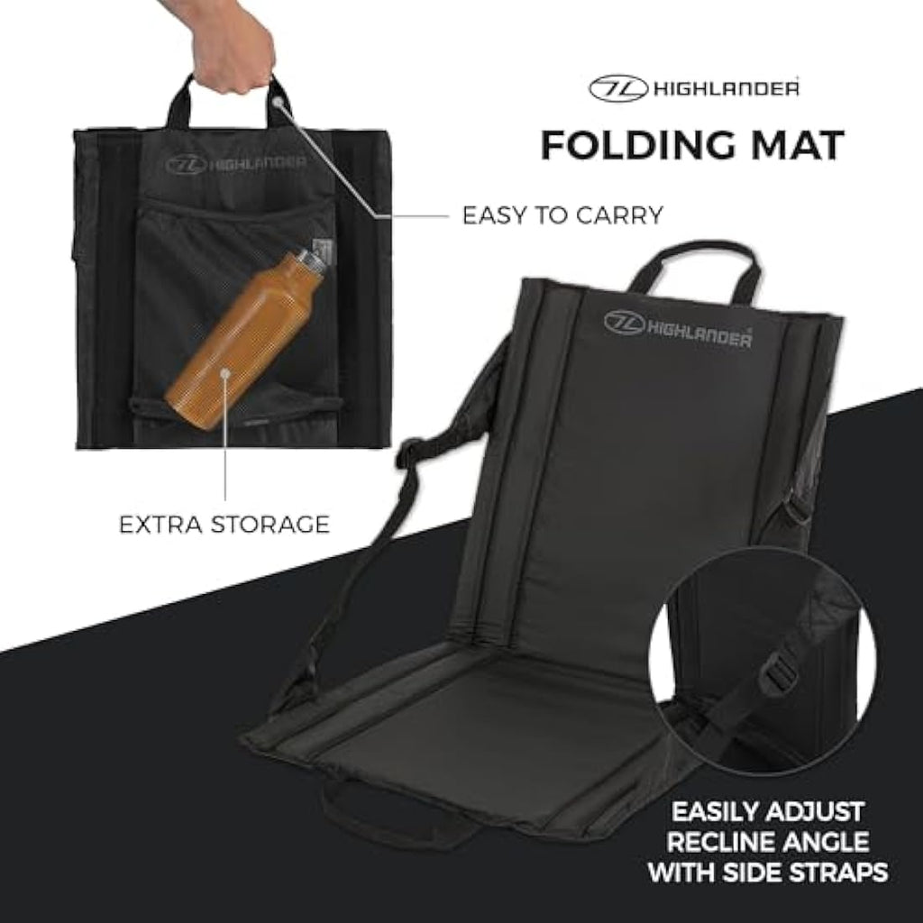 Highlander Outdoor Sit Mat – Portable Folding Stadium Seat with Back Support