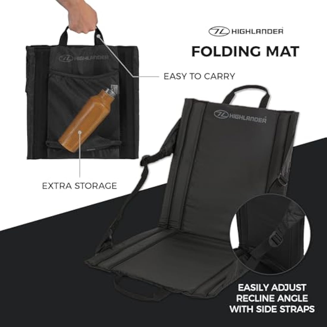 Highlander Outdoor Sit Mat – Portable Folding Stadium Seat with Back Support