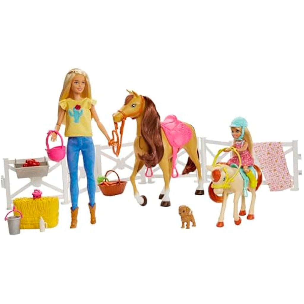 Barbie Hugs 'n Horses Playset with 2 Dolls, 2 Horses and 15+ Accessories