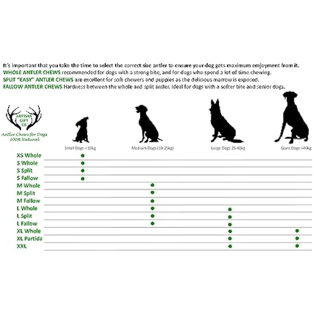 Artisan Gift Co Natural Deer Antler Dog Chews – Large 2-Pack (300g)