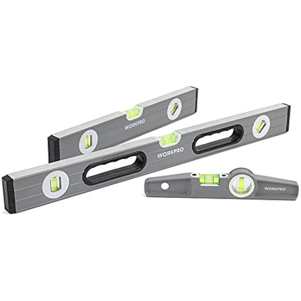 WORKPRO 3-Piece Spirit Level Set (9", 16", 24") – Magnetic Box Beam
