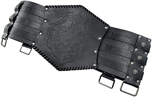 HiiFeuer Viking Waist Armor – Norse Faux Leather Medieval Knight Belt
