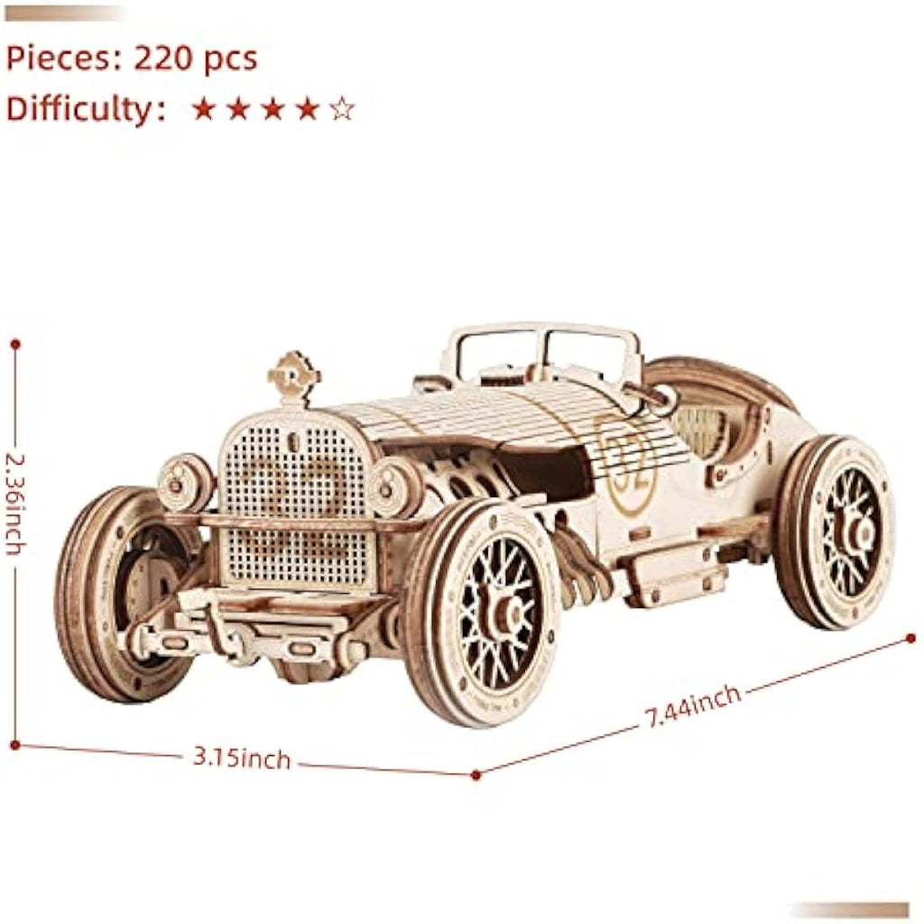 ROBOTIME 3D Wooden Puzzle Grand Prix Car Model Kit - Mechanical Craft