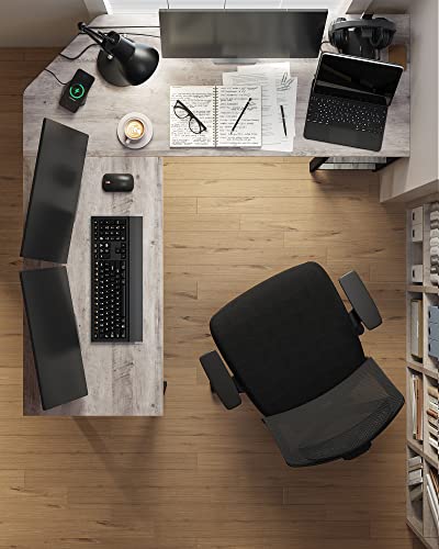 VASAGLE L-Shaped Computer Desk – Corner Gaming Workstation, Greige