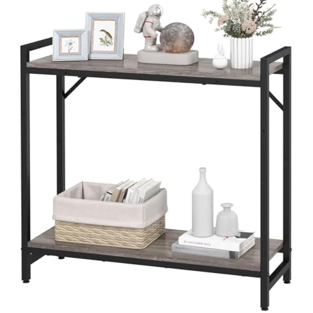 Livofloral Narrow Console Table – Industrial Small Entryway Table, Grey