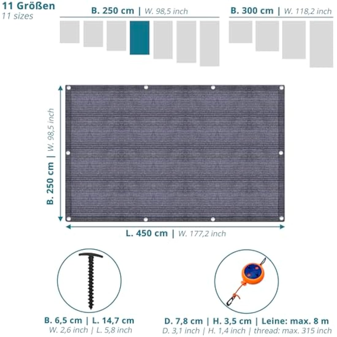 Valuents Awning Carpet – Blue/Grey HDPE Camping Rug with T-Pegs & Bag