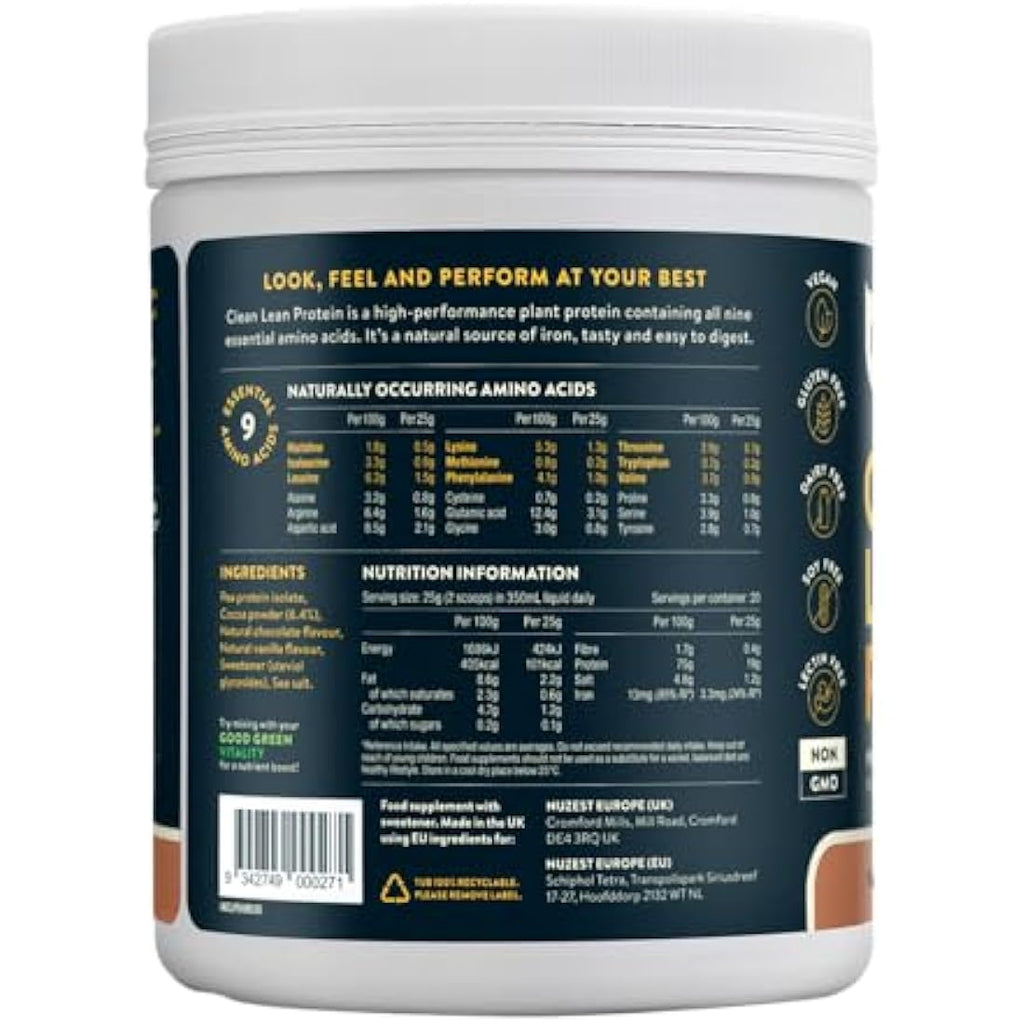 Nuzest Clean Lean Protein - Rich Chocolate Vegan Pea Protein - 500g