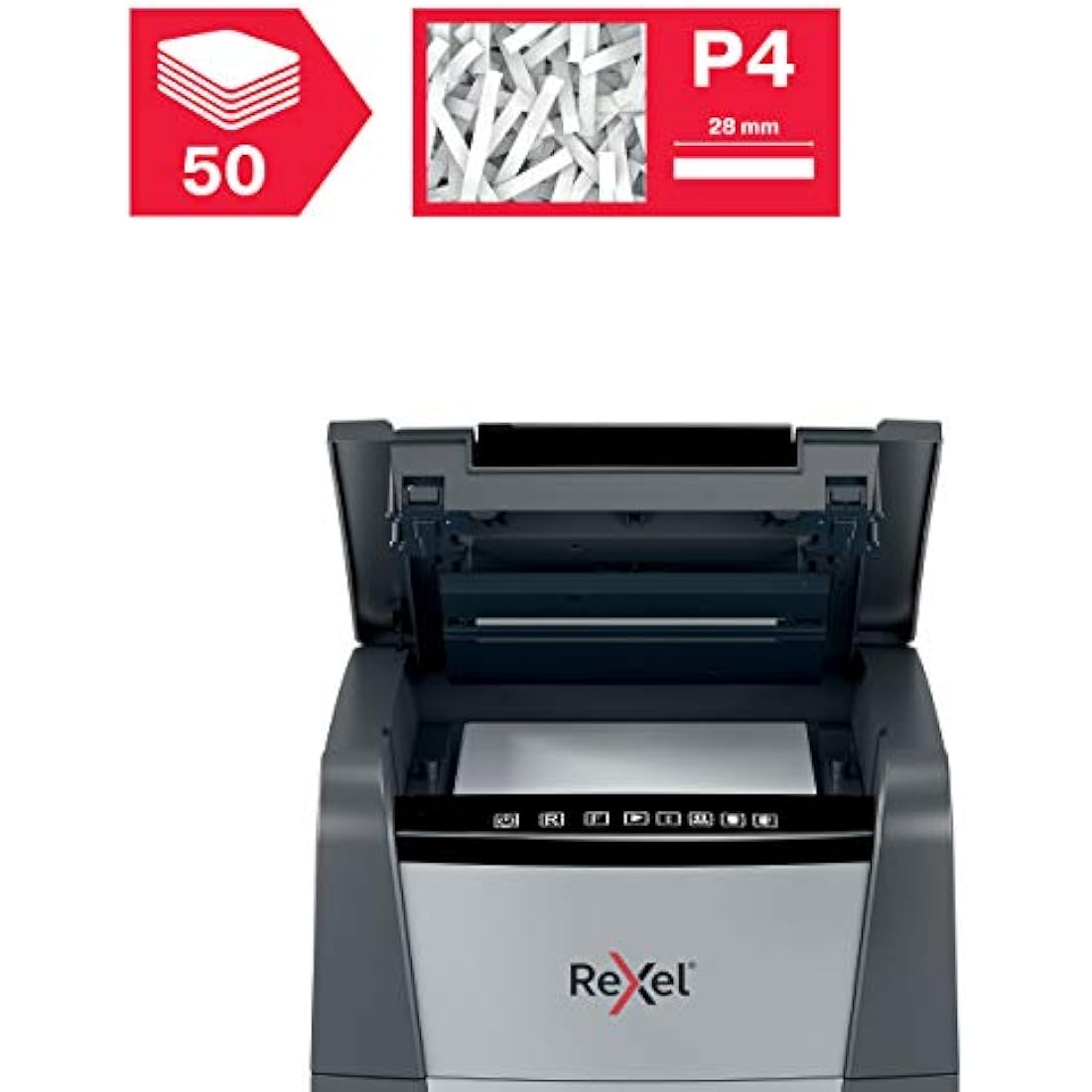 Rexel Optimum Auto Feed+ 50X Cross Cut Paper Shredder | 20L Bin