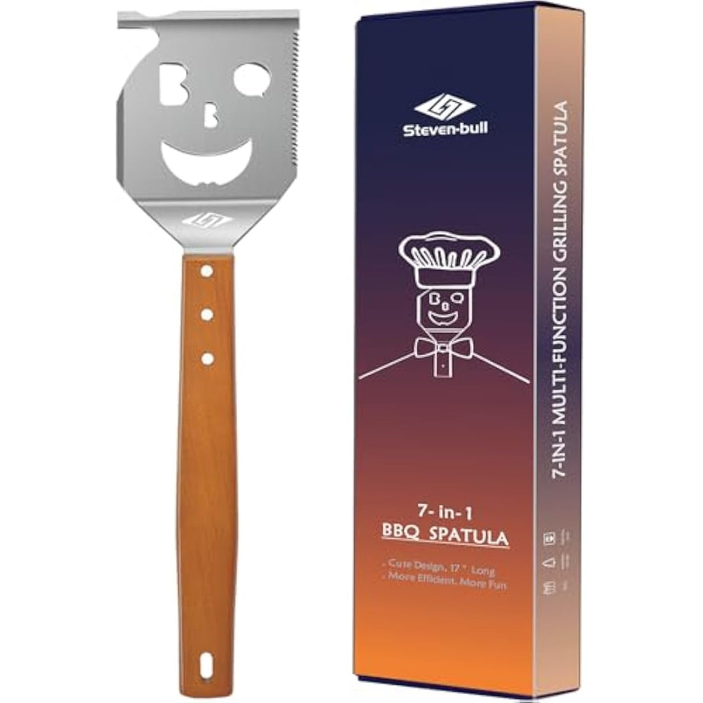 7-in-1 BBQ Spatula – 17 Inch Heavy Duty Grill Tool with Scraper