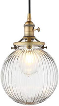 Yosoan Antique Ribbed Glass Globe Pendant Light | Industrial Edison Fitting
