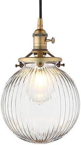 Yosoan Antique Ribbed Glass Globe Pendant Light | Industrial Edison Fitting