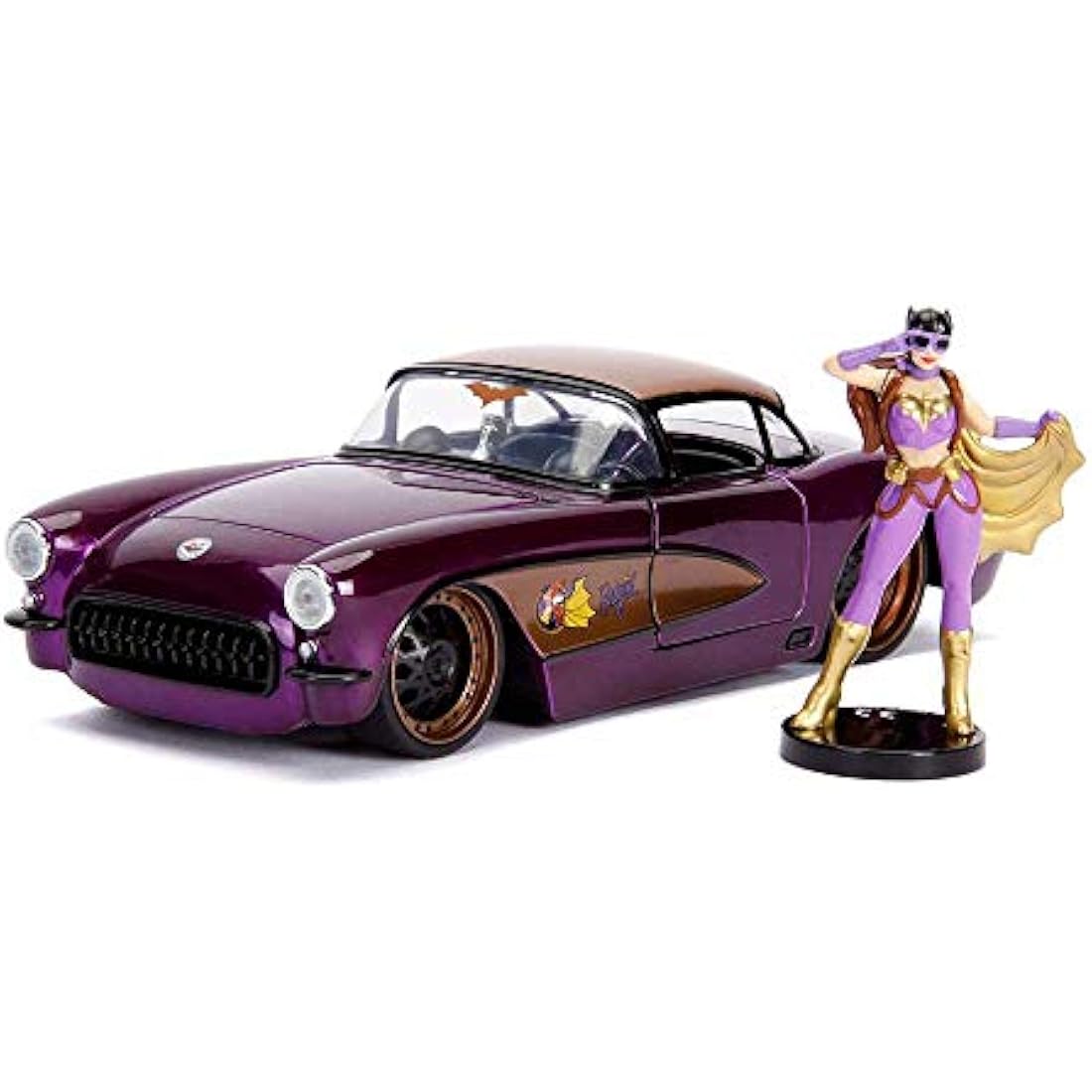 Jada Toys 1957 Chevy Corvette Diecast Car with Batgirl Figure, 1:24 Scale