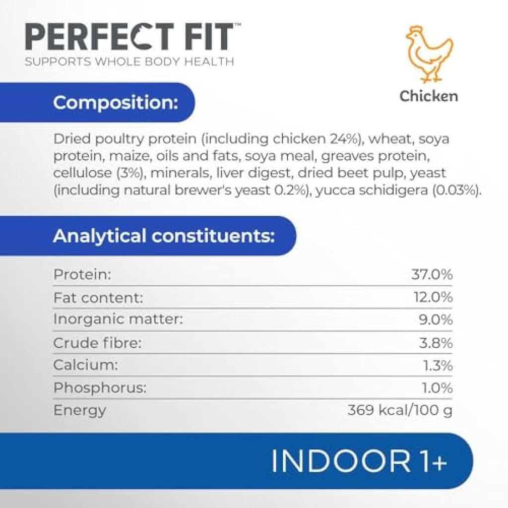 Perfect Fit Indoor Adult 1+ Dry Cat Food | Rich in Chicken - 7kg Bag
