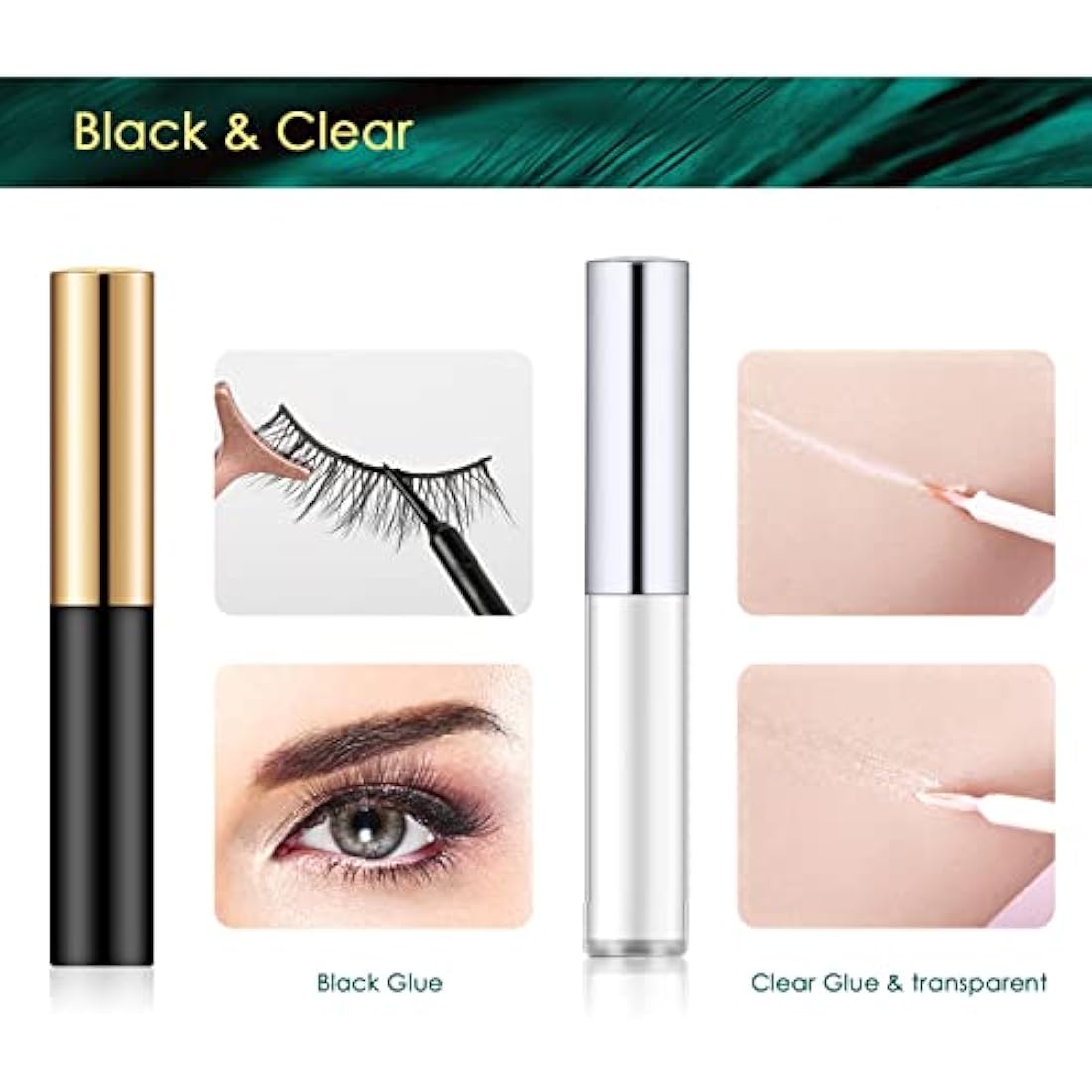 Lanciley Eyelash Glue Set – Waterproof Clear & Black Strip Lash Adhesive