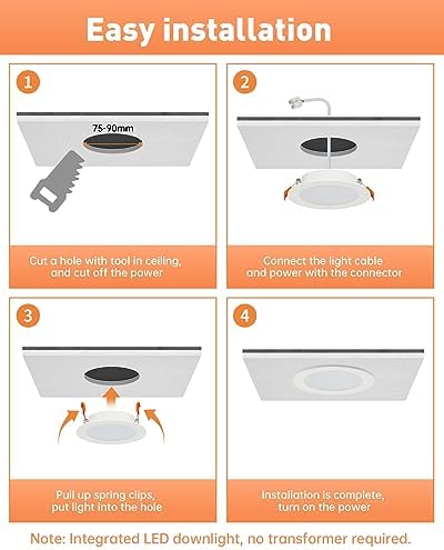 Tomosu Ultra Slim LED Downlights IP44 Waterproof 2700K Warm White - 20 Pack