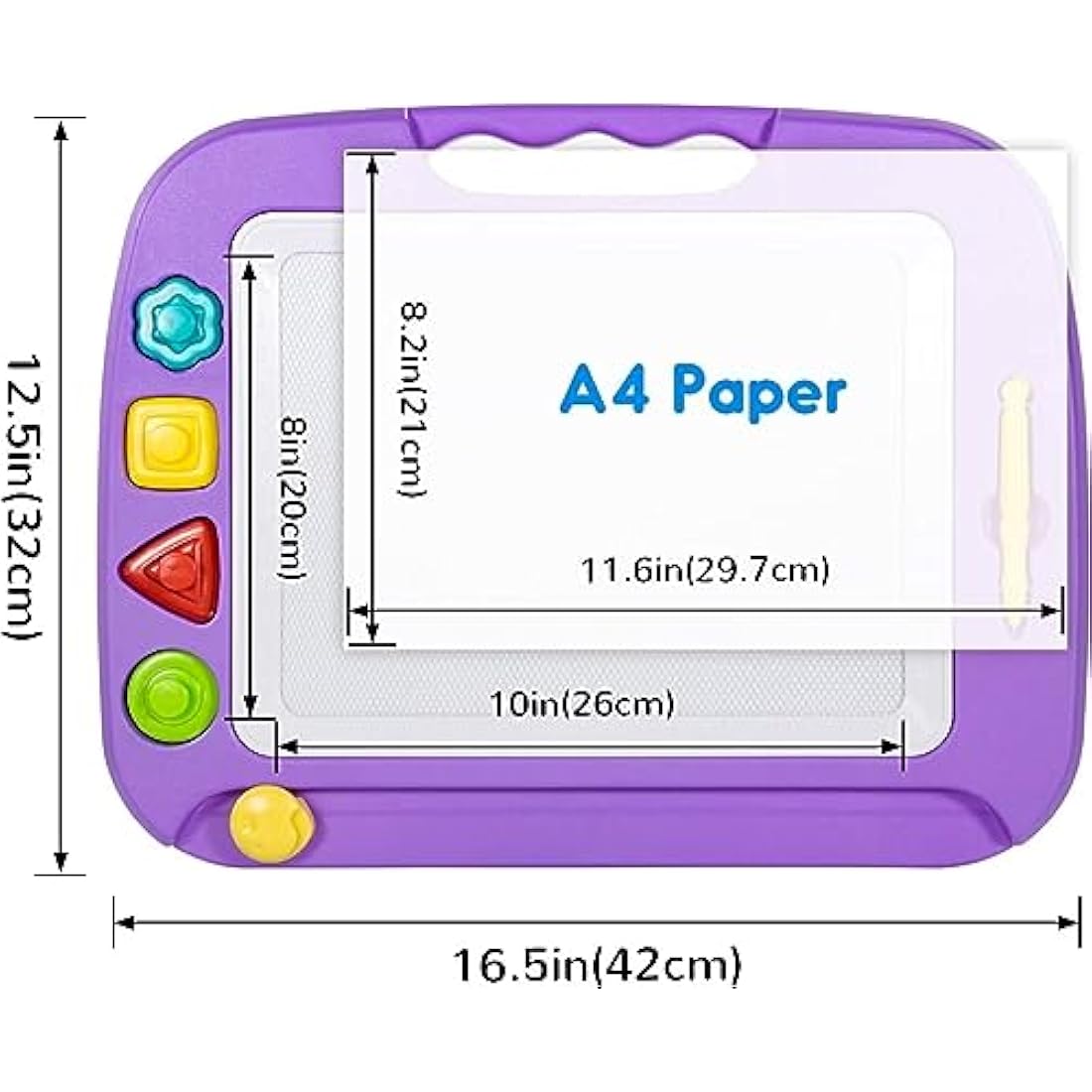 SGILE Large Magnetic Drawing Board – 4 Color Toddler Doodle Pad, Purple