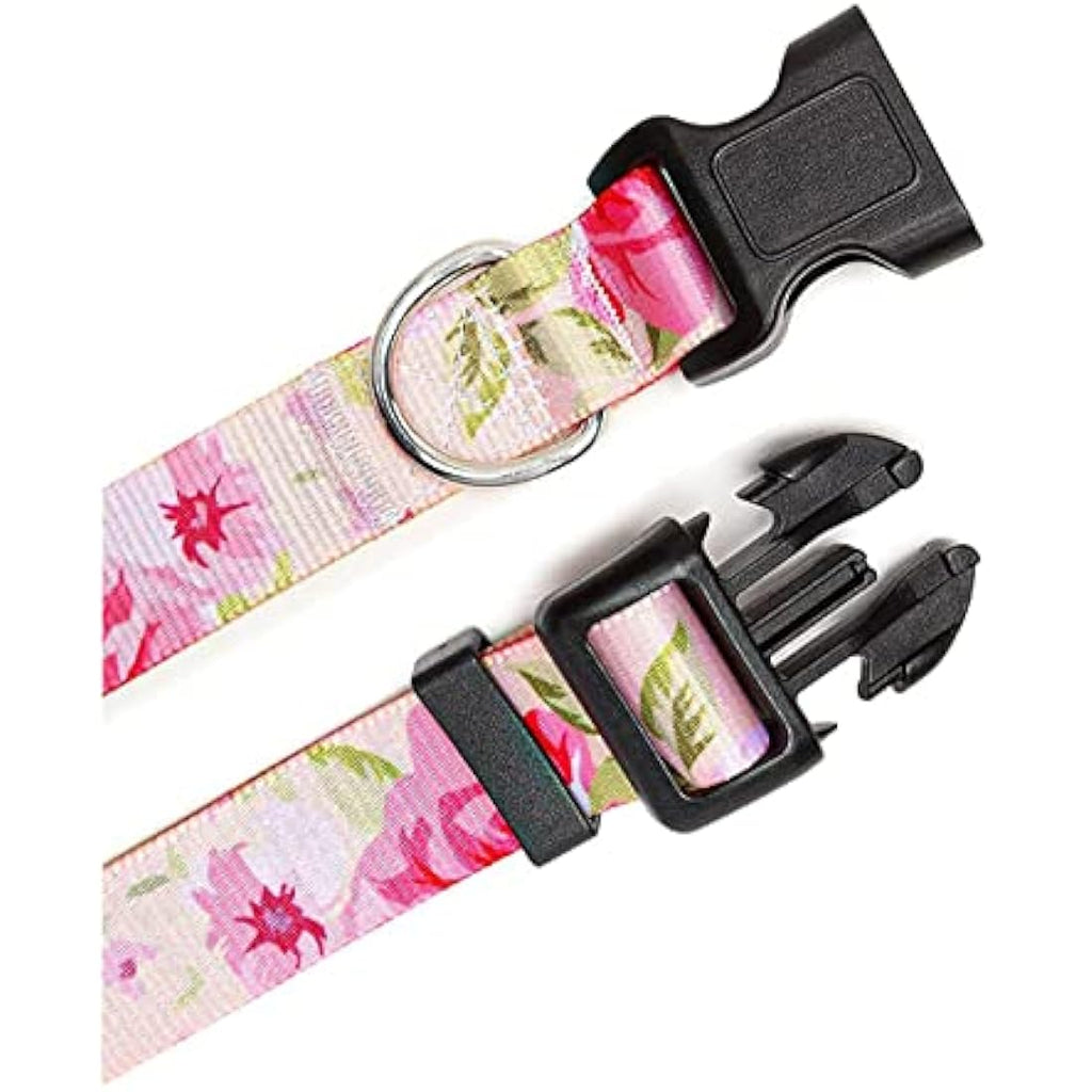 Bohemia Floral Dog Collar and Lead Set – Pink Rose, Small