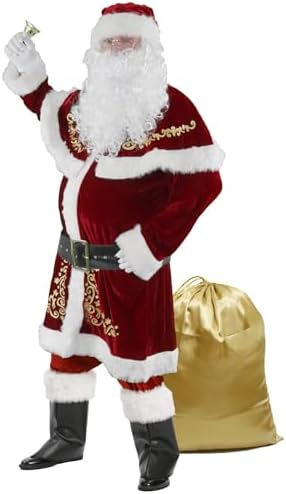 Santa Claus Costume - 12pc Deluxe Velvet Christmas Suit