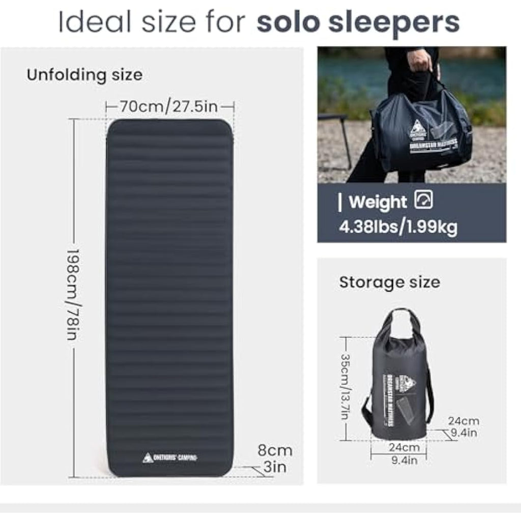 OneTigris Dreamstar Self-Inflating Sleeping Pad | 3" Foam Camping Mattress