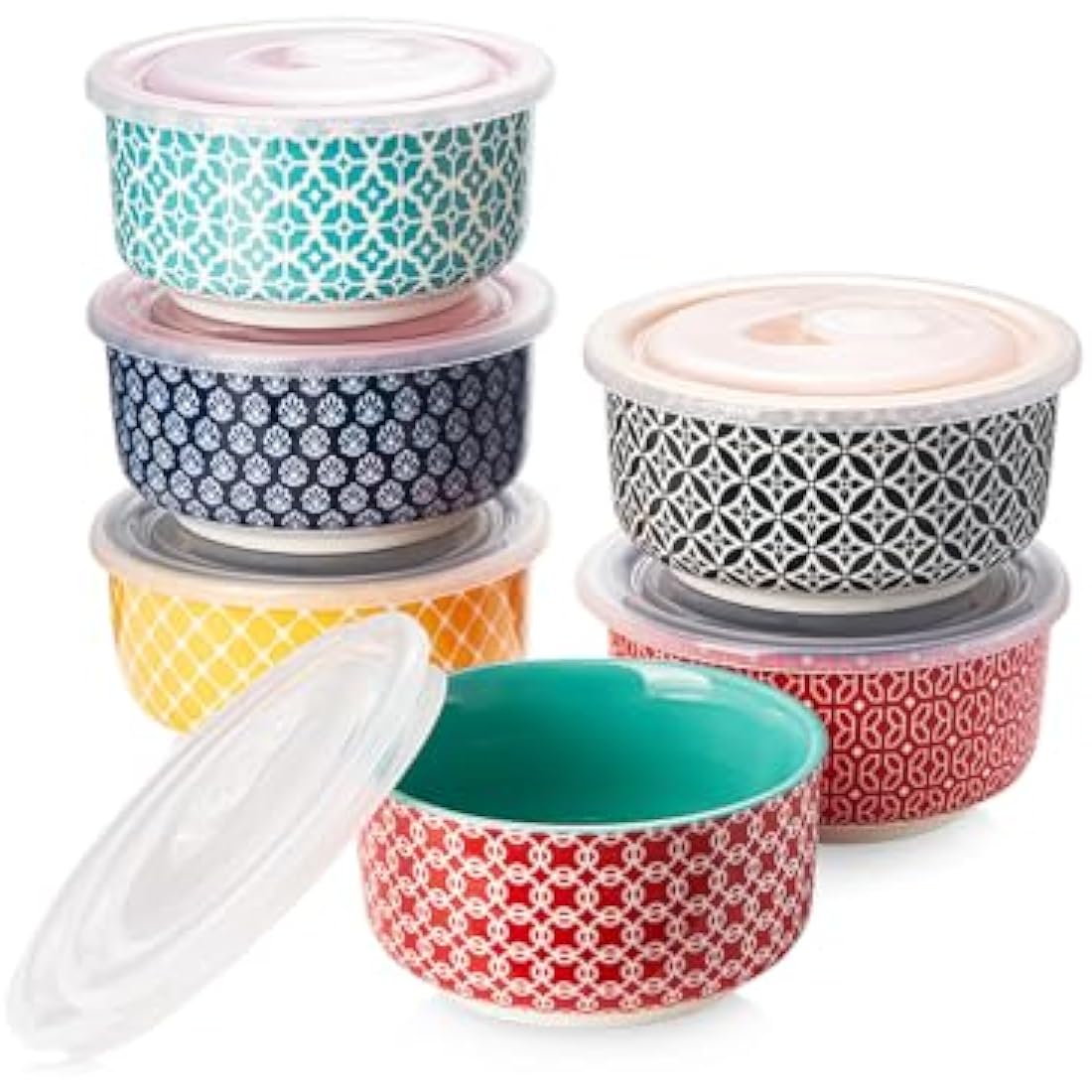 DOWAN 6 oz Ceramic Ramekins with Lids – 6 Pack Porcelain Baking Dishes