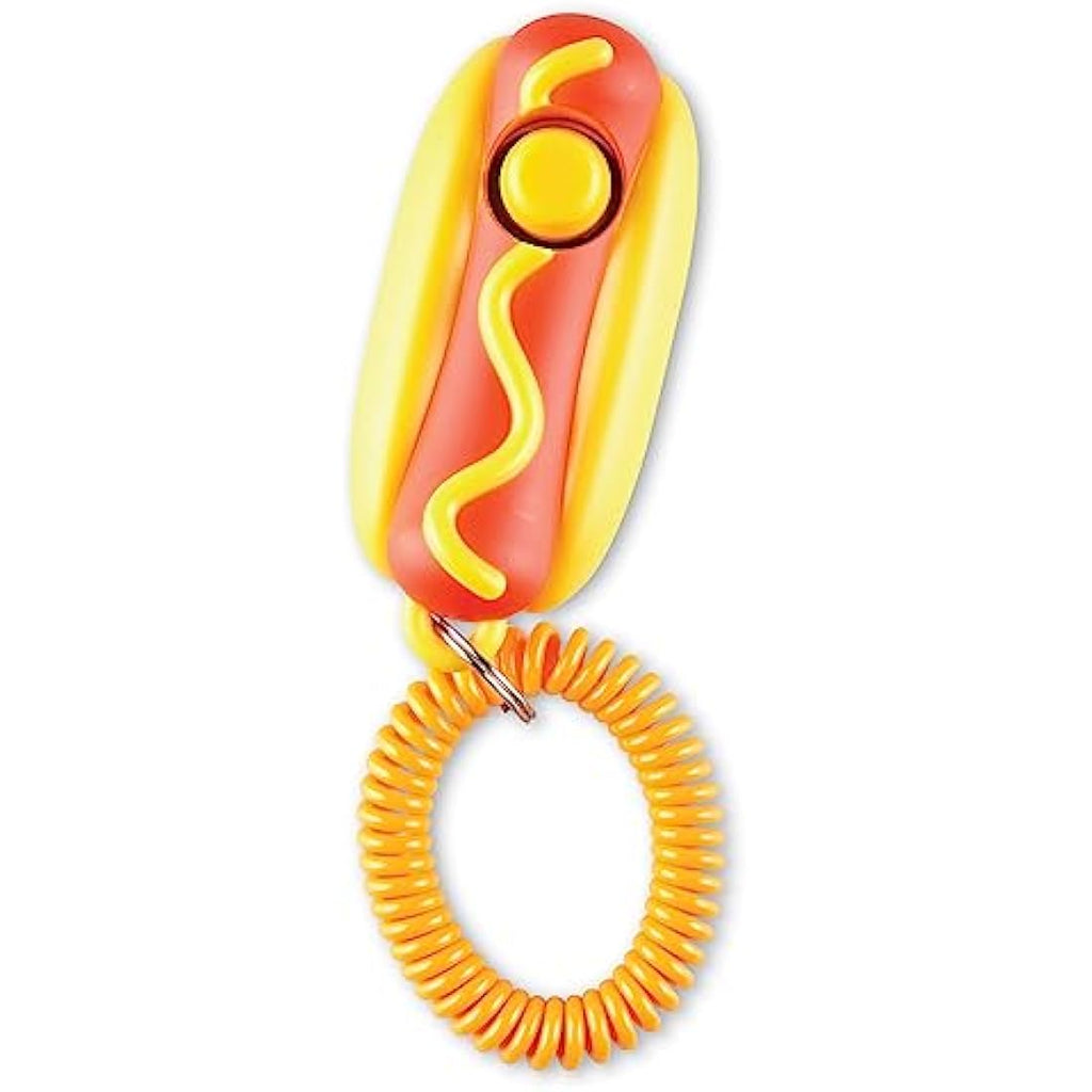 Brightkins Smarty Pooch Dog Training Clicker – Hot Dog with Wrist Strap