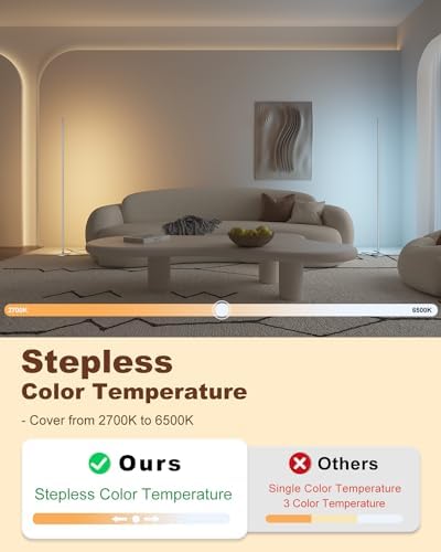 TACAHE Minimalist Corner Floor Lamp | Dimmable LED Mood Light - Silver