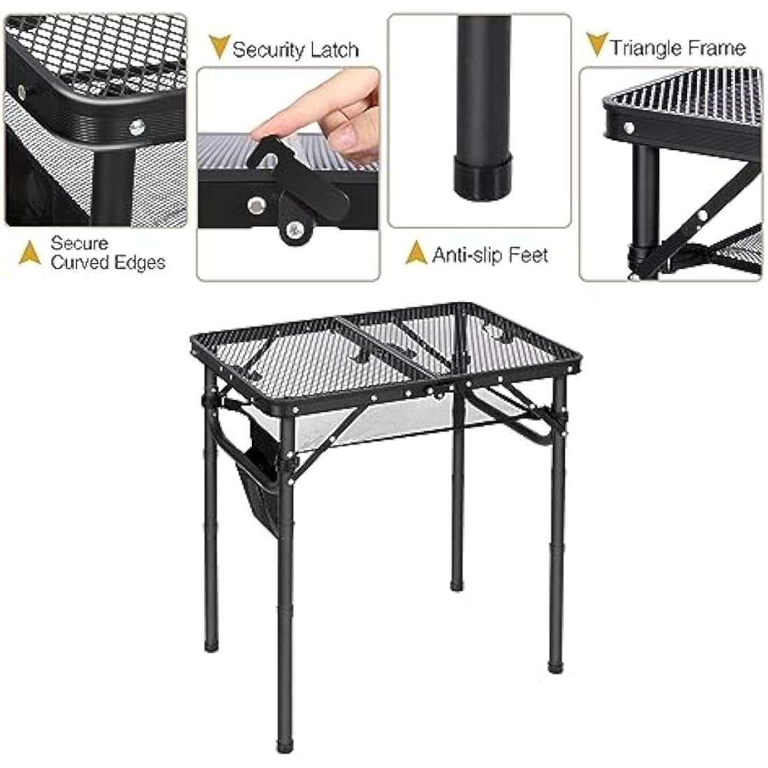REDCAMP 2ft Folding Camping Table | Adjustable Height Aluminum Grill Table