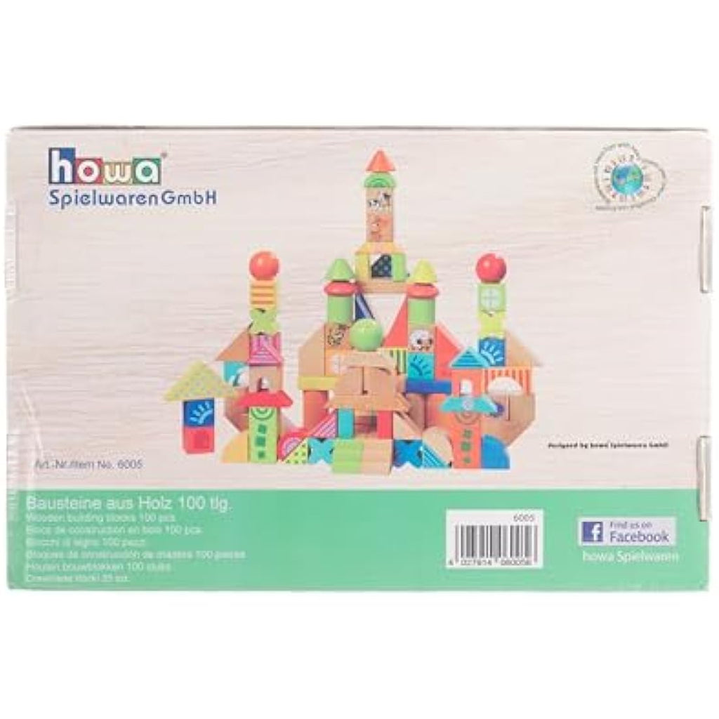 Howa 100-Piece Beech Wooden Building Blocks – Educational Toy Set