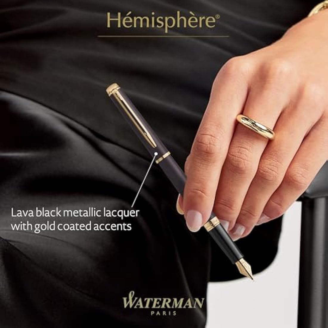 Waterman Hémisphère Fountain Pen | Lava Black, Medium Nib Gift Set