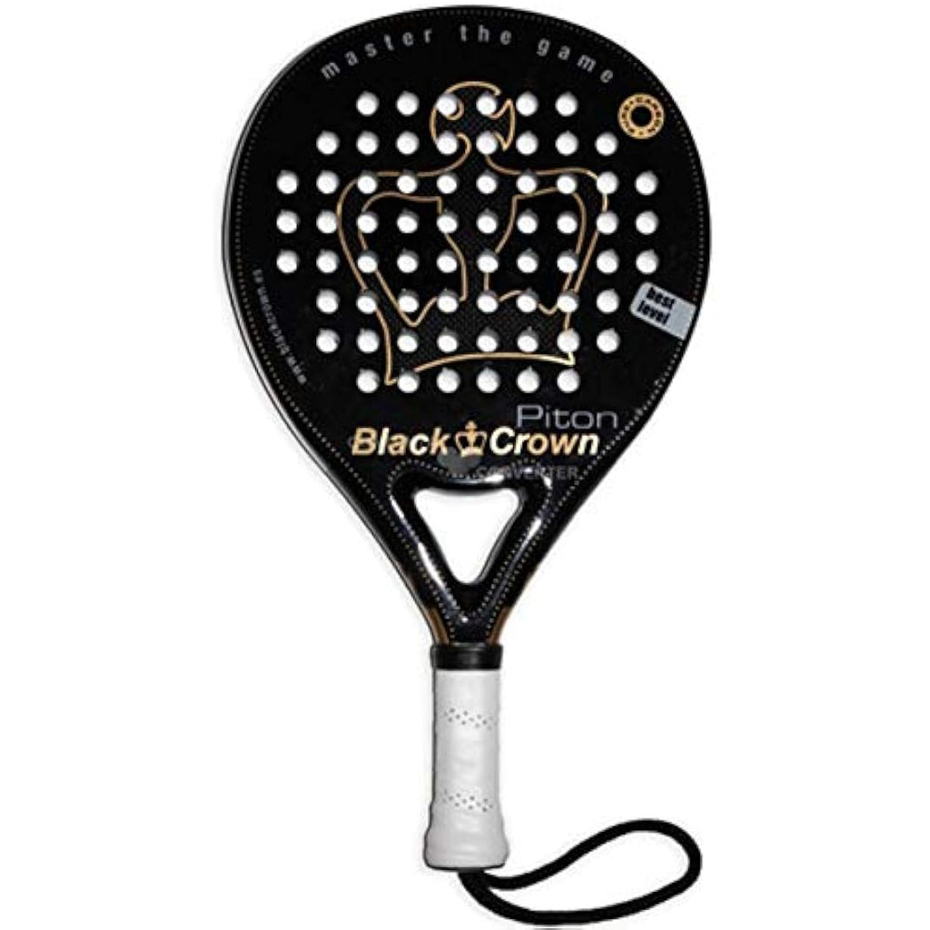 Black Crown Piton Padel Racket | Round Shape Pro Gear - 360-370g