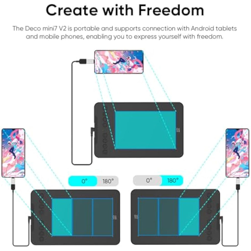 XPPen Deco mini7 V2 Graphics Drawing Tablet | 16K Pressure Levels