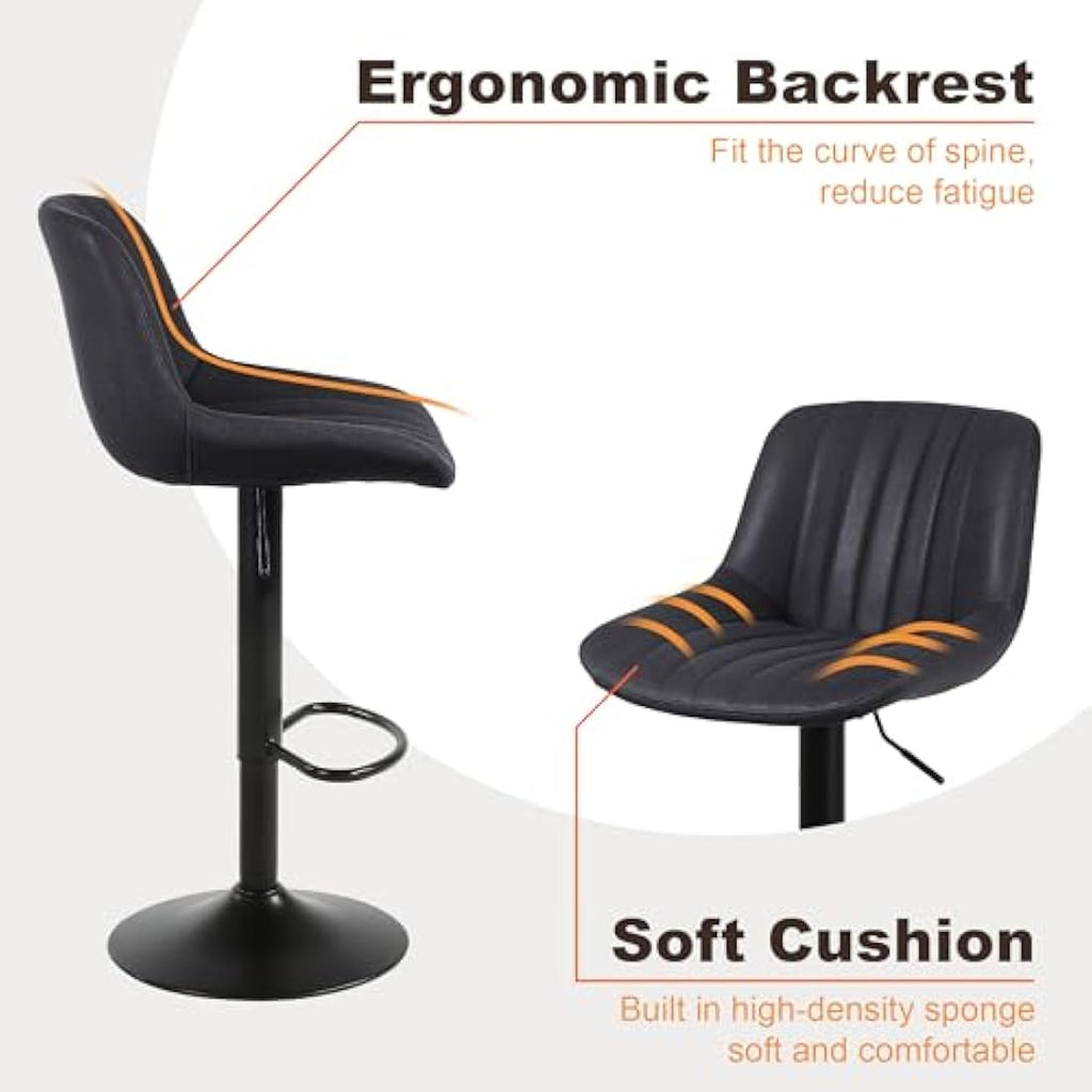 Jolof Store Swivel Bar Stools Set of 2 - Adjustable PU Leather Counter Chairs