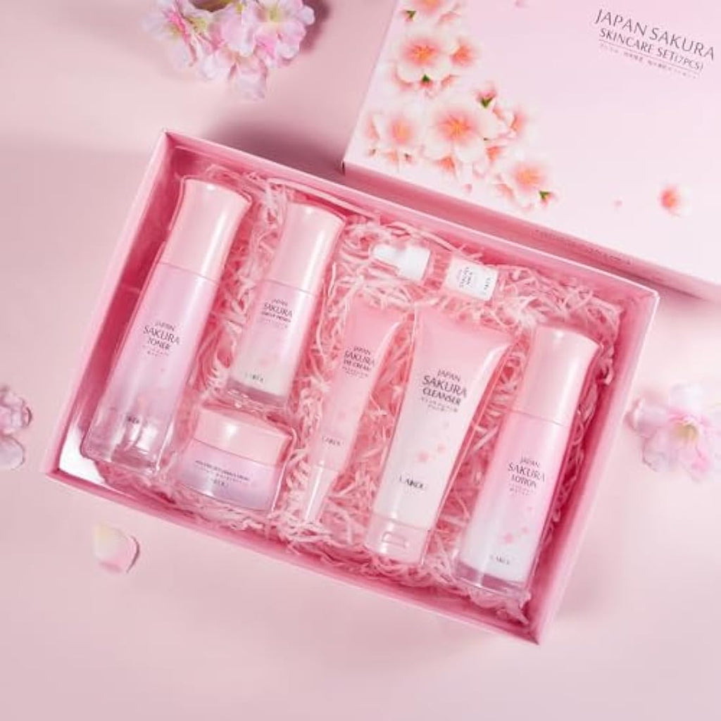 LAIKOU Japan Sakura Skincare Set | 7-Piece Anti-Aging Facial Gift Kit