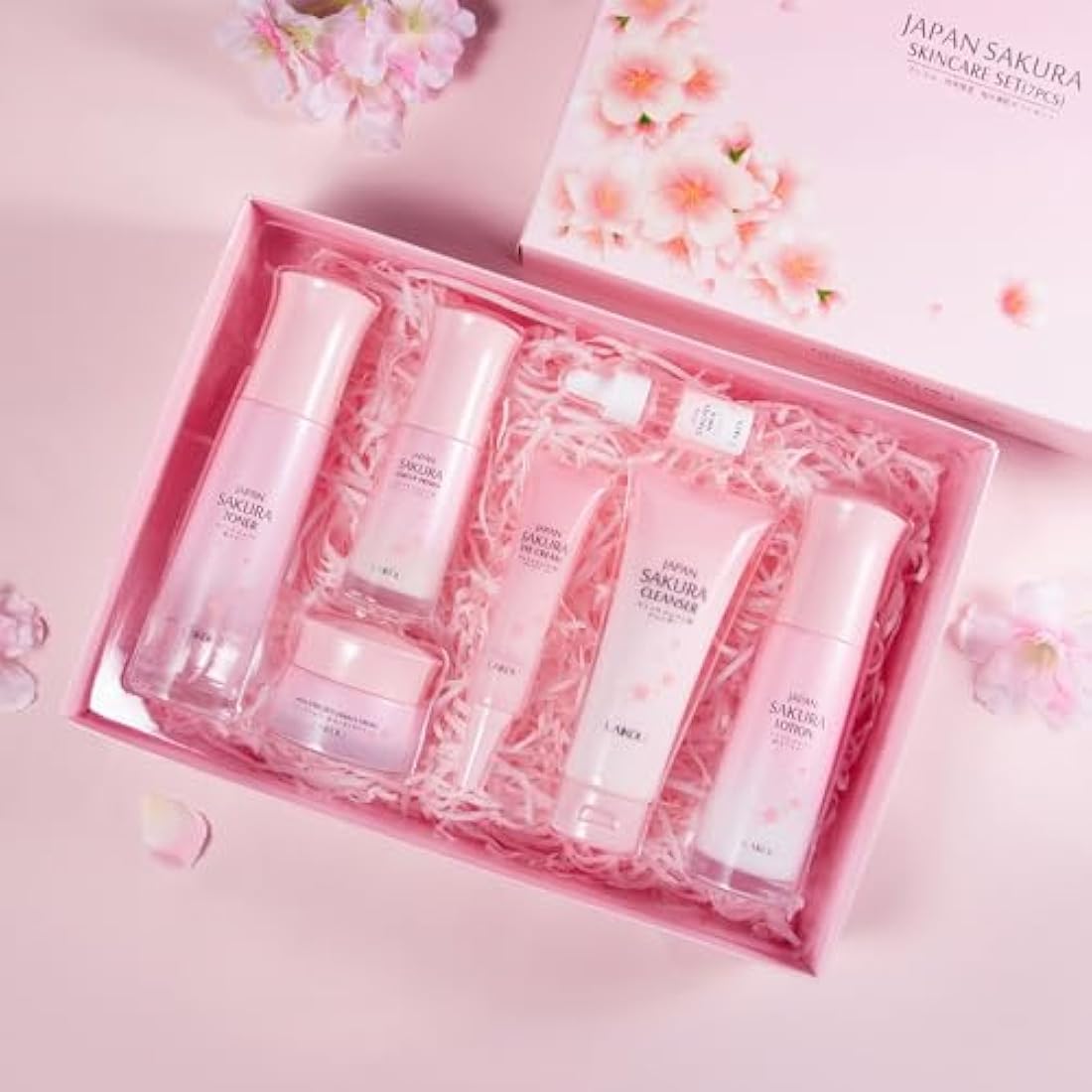LAIKOU Japan Sakura Skincare Set | 7-Piece Anti-Aging Facial Gift Kit