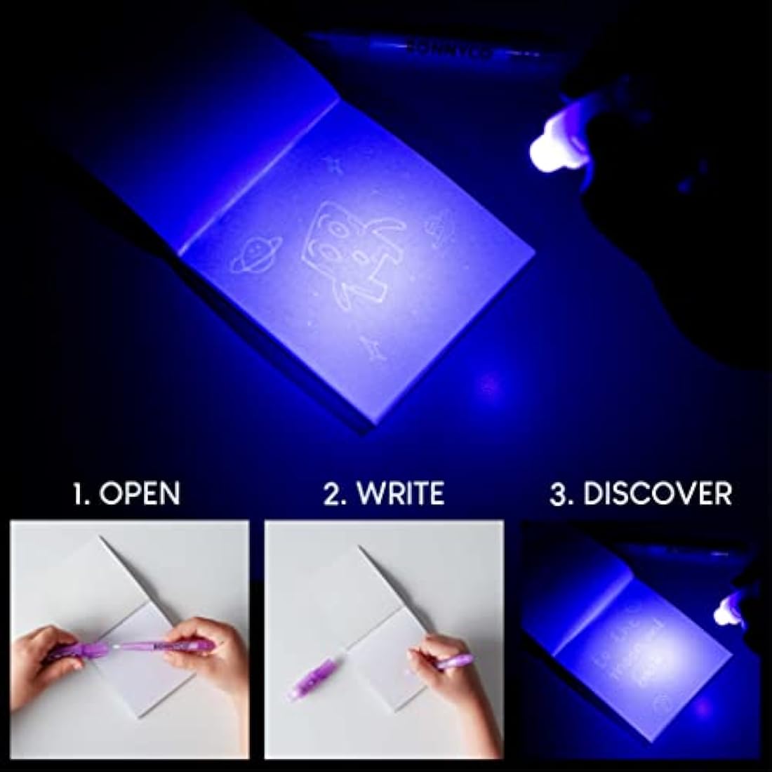 BONNYCO Invisible Ink Pen and Notebook Set - 32 Pack Space Party Favors