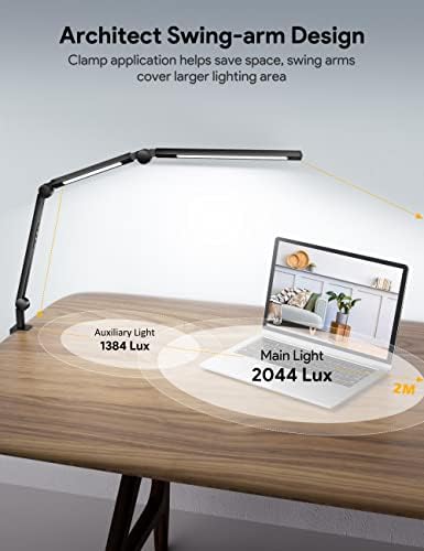 MediAcous LED Desk Lamp – Dual Light Swing Arm Architect Lamp with Clamp