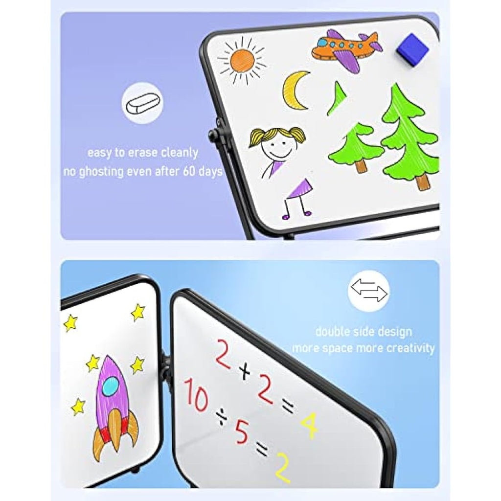 Nicpro Small Dry Erase Whiteboard | A3 Double Sided Magnetic Desktop Easel