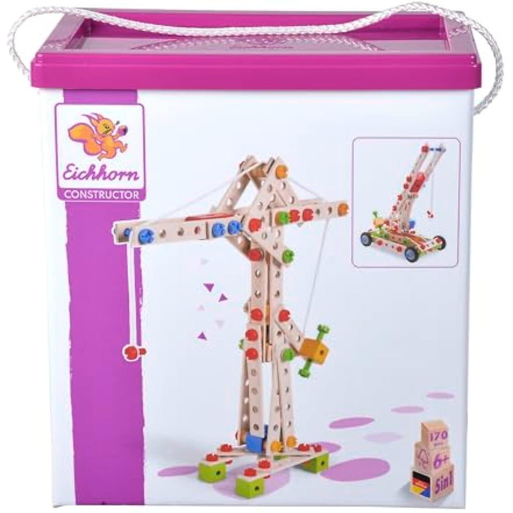 Eichhorn Constructor Wooden Crane Set – 170-Piece FSC Educational Toy