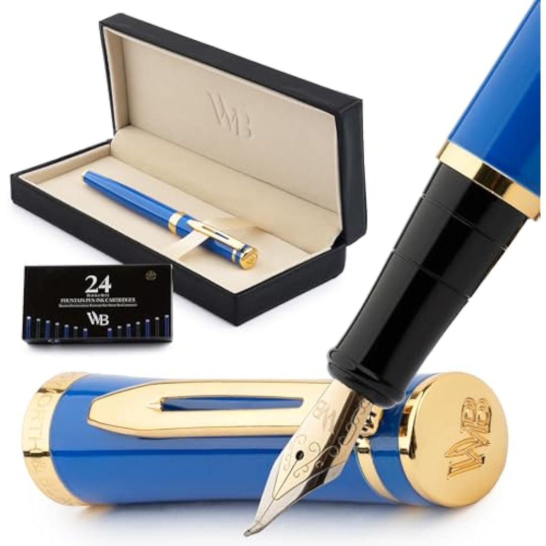 Wordsworth & Black Fountain Pen Set - Imperial Blue Calligraphy Pen