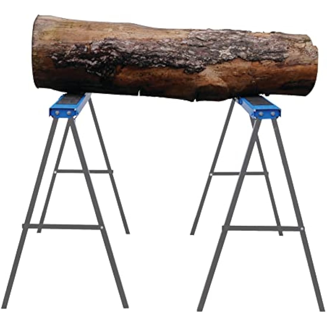 Silverline Metal Saw Horse Twin Pack – 125kg Folding Trestle, Blue