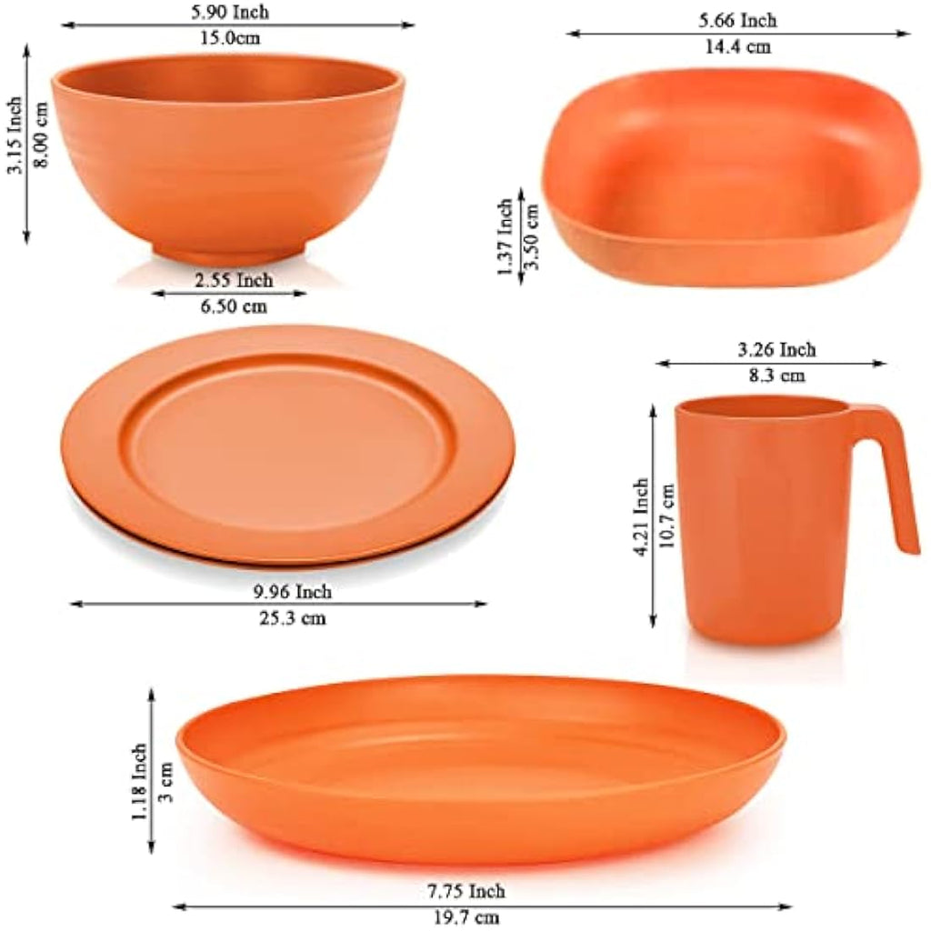 Kyraton 20-Piece Plastic Dinnerware Set | Unbreakable Camping Dishes for 4