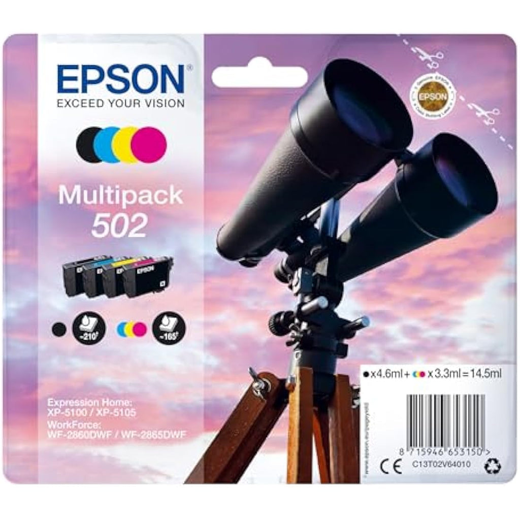 Epson 502 Genuine Ink Cartridges Multipack | 4-Colour Inkjet Set