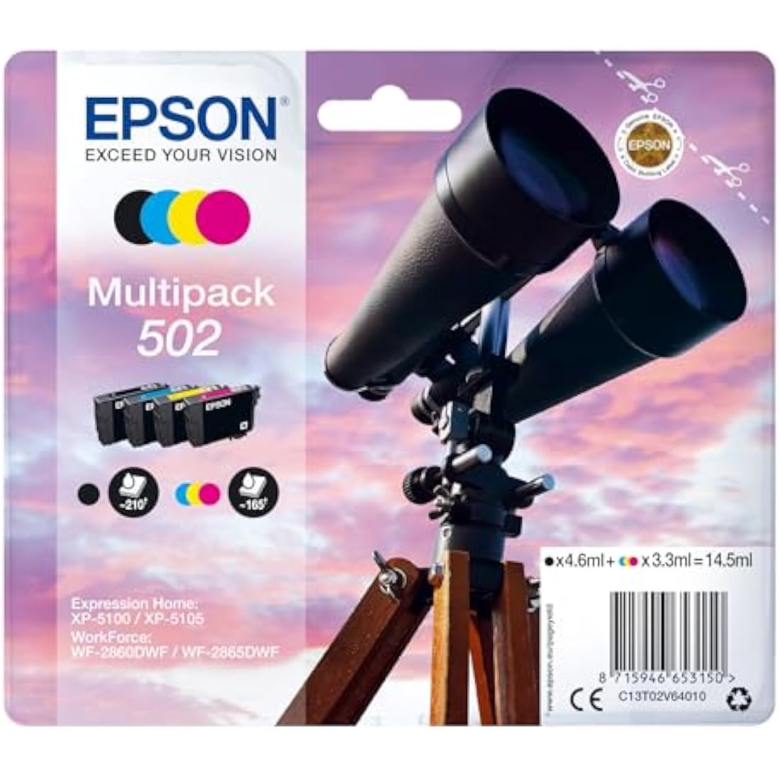 Epson 502 Genuine Ink Cartridges Multipack | 4-Colour Inkjet Set